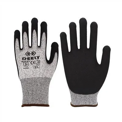 Guantes negros resistentes a los cortes de nivel 5 con revestimiento de arena de nitrilo
