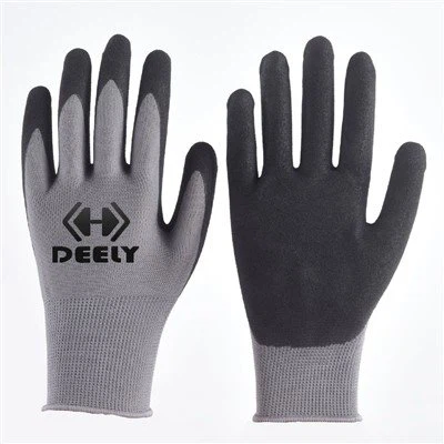 Guantes Sandy de nitrilo negro con forro gris