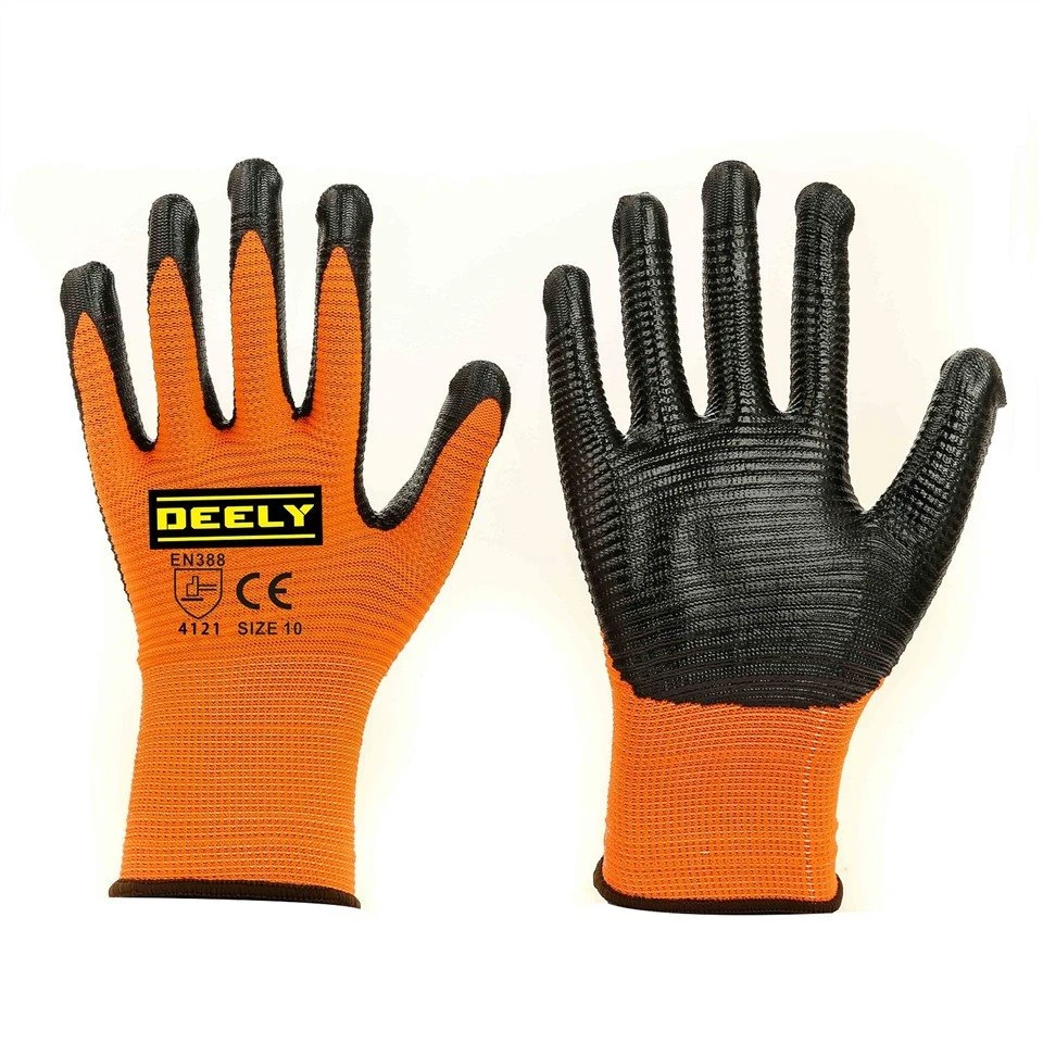 Guantes Lisos U3 Poliéster Nitrilo Naranja